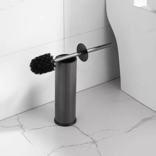 Viva NERO WC-kefe tartó - hengeres - fürdőszobai kiegészítő - GUNMETAL - fegyverszürke