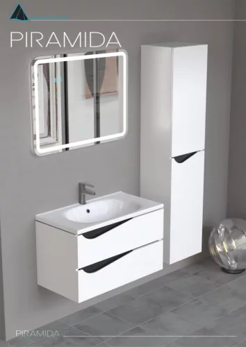 Piramida BETA fali fürdőszoba - állószekrény - FEHÉR-FEKETE - 35 x 150 x 30 cm