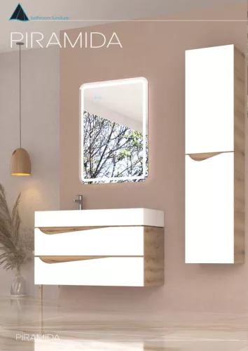 Piramida BETA fali fürdőszoba - állószekrény - ALPINFEHÉR-TÖLGY - 35 x 150 x 30 cm