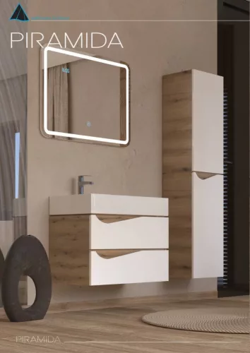Piramida BETA fali fürdőszoba - állószekrény - ALPINFEHÉR-TÖLGY - 35 x 150 x 30 cm