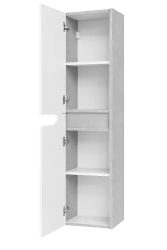 Piramida BETA fali fürdőszoba - állószekrény - FEHÉR-SZÜRKE - 35 x 150 x 30 cm