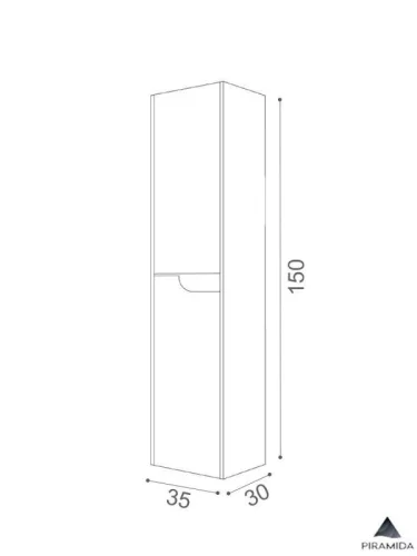Piramida BETA fali fürdőszoba - állószekrény - FEHÉR-TÖLGY - 35 x 150 x 30 cm