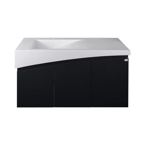 TMP SMYRNA 120 - FEKETE - fali fürdőszobabútor - Akrivit öntött műmárvány mosdóval - 120 x 48,5 cm