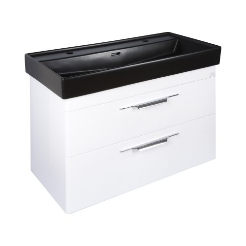 TMP LUX 100D fali fürdőszobabútor - CeraStyle SHARP FEKETE DUPLA csaplyukas mosdóval - 100 x 48 cm