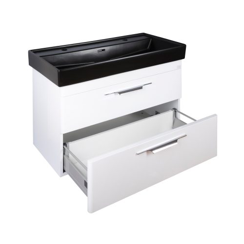 TMP LUX 100D fali fürdőszobabútor - CeraStyle SHARP FEKETE DUPLA csaplyukas mosdóval - 100 x 48 cm