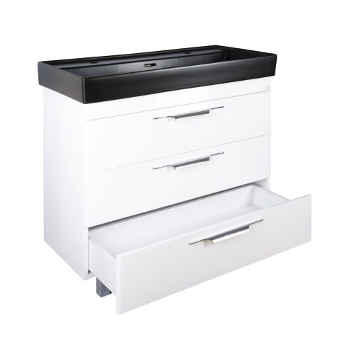 TMP TRIO 100D álló fürdőszobabútor - CeraStyle SHARP FEKETE DUPLA csaplyukas mosdóval - 100 x 48 cm