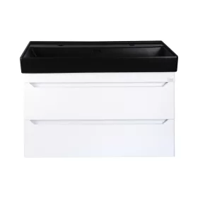   TMP SHARP 100D fali fürdőszobabútor - CeraStyle SHARP FEKETE DUPLA csaplyukas mosdóval - 100 x 48 cm