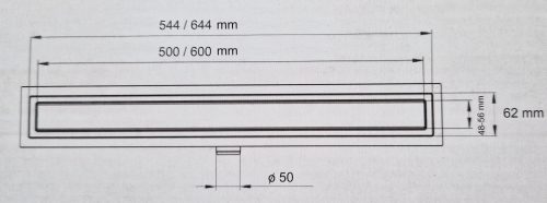 Carmine zuhanyfolyóka - rozsdamentes - 60cm
