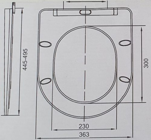 Viva FEKETE BRILLA SLIM XL WC ülőke - duroplast - lecsapódásgátlós - levehető klikk - 46 x 36,5 cm
