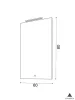 PIRAMIDA PERLA 60 G Tükrös fürdőszobai szekrény LED világítással - 60 x 80 x 4 cm
