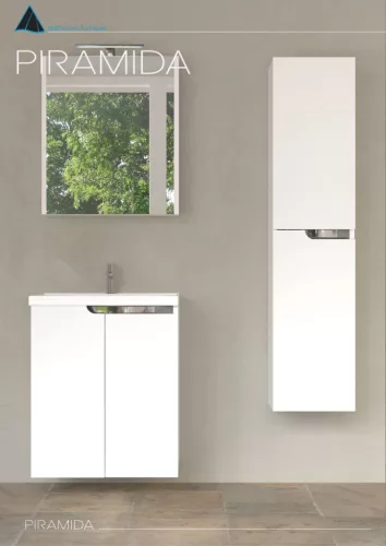 Piramida AKVA 60 H Tükrös fürdőszobai szekrény -1 ajtós kivitel - LED világítással - 60 x 69 x 13 cm