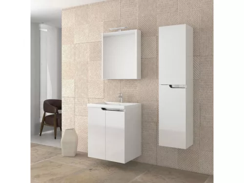 Piramida AKVA 60 H Tükrös fürdőszobai szekrény -1 ajtós kivitel - LED világítással - 60 x 69 x 13 cm