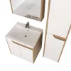 Piramida EURIDIKA fali fürdőszobabútor - műmárvány mosdóval -2 ajtós - FEHÉR-TÖLGY - 60 x 46 x 62 cm