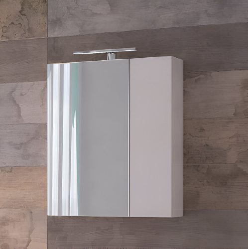 PIRAMIDA AKVA Tükrös fürdőszobai szekrény - 2 ajtós kivitel - led világítással - 60 cm