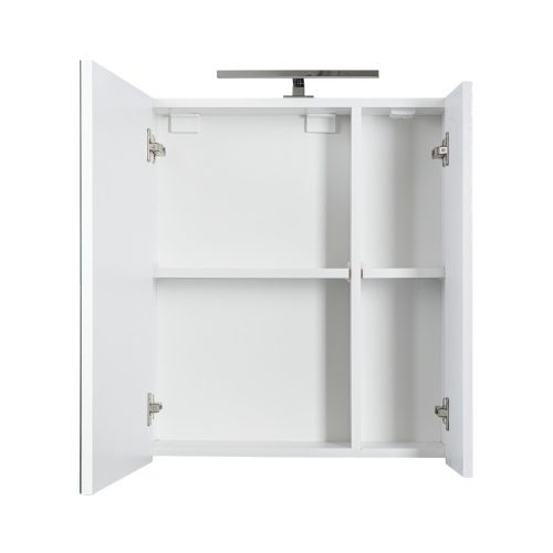 Piramida AKVA Tükrös fürdőszobai szekrény - 2 ajtós kivitel - LED világítással - 60 x 69 x 13 cm