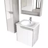Piramida EURIDIKA fali fürdőszobabútor - műmárvány mosdóval -2 ajtós - FEHÉR-SZÜRKE - 65 x 48 x 62 cm