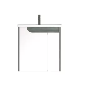   Piramida EURIDIKA fali fürdőszobabútor - műmárvány mosdóval -2 ajtós - FEHÉR-SÖTÉT - 65 x 48 x 62 cm