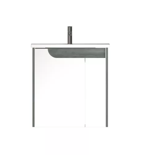 Piramida EURIDIKA fali fürdőszobabútor - műmárvány mosdóval -2 ajtós - FEHÉR-SÖTÉT - 65 x 48 x 62 cm