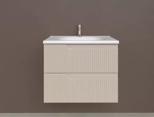 Piramida EURIDIKA fali fürdőszobabútor - műmárvány mosdóval -2 fiókos - PINO BÉZS - 65 x 48 x 53 cm