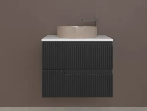 Piramida EURIDIKA fali fürdőszobabútor - mosdópult mosdó nélkül -2 fiókos - PINO FEKETE - 65 x 48 x 53 cm