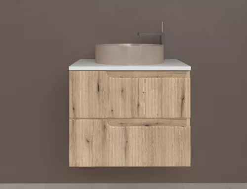 Piramida EURIDIKA fali fürdőszobabútor - mosdópult mosdó nélkül -2 fiókos - PINO TÖLGY -65x48x53 cm