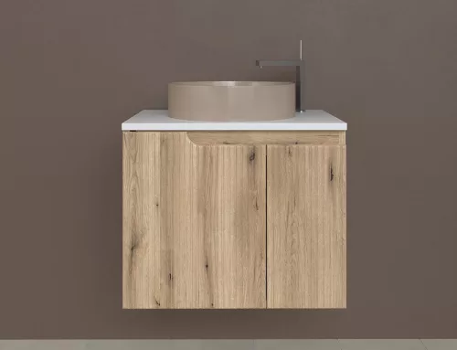 Piramida EURIDIKA fali fürdőszobabútor - mosdópult mosdó nélkül -2 ajtós - PINO TÖLGY - 65 x 48 x 53