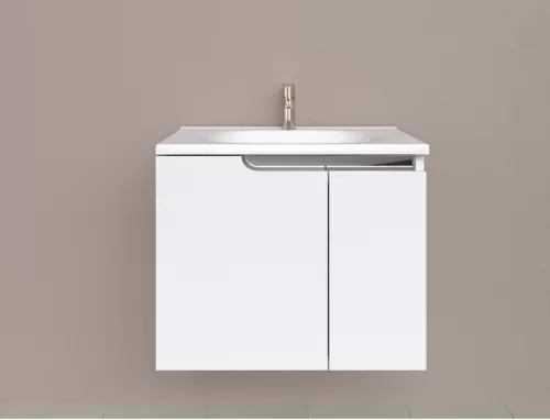 Piramida EURIDIKA fali fürdőszobabútor - műmárvány mosdóval -2 ajtós - 65 x 48 x 53 cm