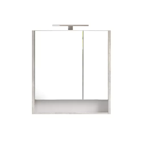 Piramida AKVA Tükrös fürdőszobai szekrény - 2 ajtós kivitel - LED - FEHÉR-SZÜRKE - 65 x 69 cm