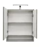 Piramida AKVA Tükrös fürdőszobai szekrény - 2 ajtós kivitel - LED - FEHÉR-SZÜRKE - 65 x 69 cm