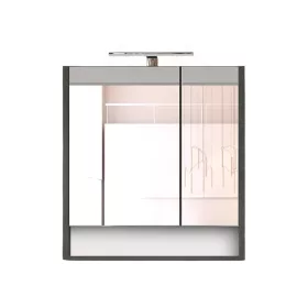   Piramida AKVA Tükrös fürdőszobai szekrény - 2 ajtós kivitel - LED - FEHÉR-SÖTÉT - 65 x 69 cm