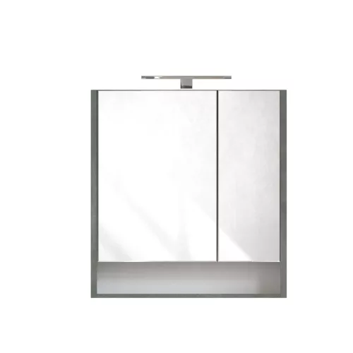 Piramida AKVA Tükrös fürdőszobai szekrény - 2 ajtós kivitel - LED - FEHÉR-SÖTÉT - 65 x 69 cm