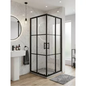   Viva AQUA - FEKETE mintás - FEKETE keretes - zuhanykabin - 90 SZÖGLETES - 6 mm üveg - 90 x 90 x 190