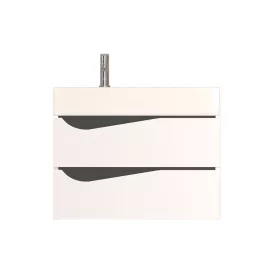   Piramida EURIDIKA fali fürdőszobabútor - műmárvány mosdóval -2 fiókos - ALPINFEHÉR-FEKETE - 70 x 41 x 56 cm