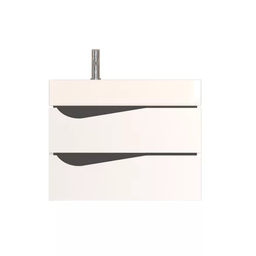 Piramida EURIDIKA fali fürdőszobabútor - műmárvány mosdóval -2 fiókos - ALPINFEHÉR-FEKETE - 70 x 41 x 56 cm