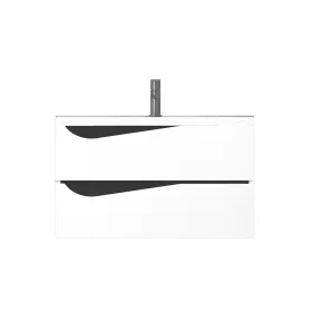   Piramida EURIDIKA fali fürdőszobabútor - műmárvány mosdóval -2 fiókos - ALPINFEHÉR-FEKETE - 75 x 48 x 55 cm