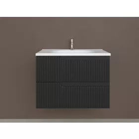   Piramida EURIDIKA fali fürdőszobabútor - műmárvány mosdóval -2 fiókos - PINO FEKETE - 75 x 48 x 53 cm