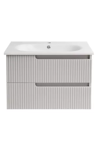 Piramida EURIDIKA fali fürdőszobabútor - műmárvány mosdóval -2 fiókos - PINO BÉZS - 75 x 48 x 53 cm