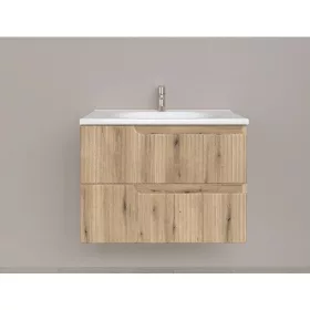   Piramida EURIDIKA fali fürdőszobabútor - műmárvány mosdóval -2 fiókos - PINO TÖLGY - 75 x 48 x 53 cm