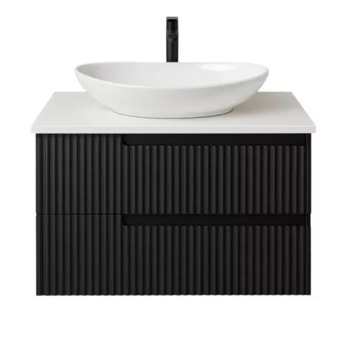 Piramida EURIDIKA fali fürdőszobabútor - mosdópult mosdó nélkül -2 fiókos - PINO FEKETE - 75 x 48 x