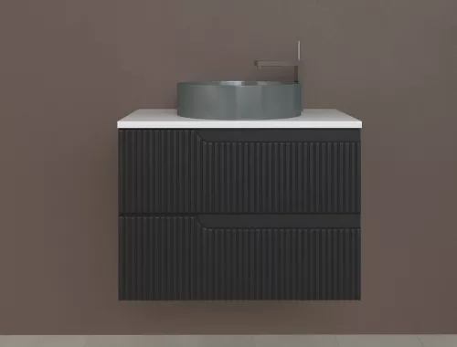 Piramida EURIDIKA fali fürdőszobabútor - mosdópult mosdó nélkül -2 fiókos - PINO FEKETE - 75 x 48 x