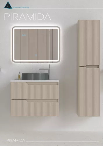 Piramida EURIDIKA fali fürdőszobabútor - mosdópult mosdó nélkül -2 fiókos - PINO BÉZS - 75 x 48 x 53 cm