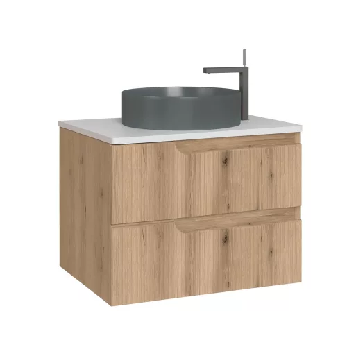 Piramida EURIDIKA fali fürdőszobabútor - mosdópult mosdó nélkül -2 fiókos - PINO TÖLGY - 75x48x53 cm