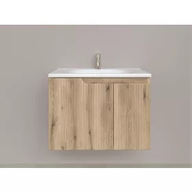   Piramida EURIDIKA fali fürdőszobabútor - műmárvány mosdóval -2 ajtós - PINO TÖLGY - 75 x 48 x 53 cm