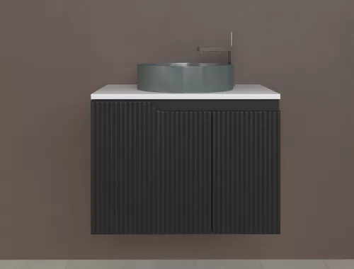 Piramida EURIDIKA fali fürdőszobabútor - mosdópult mosdó nélkül -2 ajtós - PINO FEKETE - 75 x 48 x 53 cm