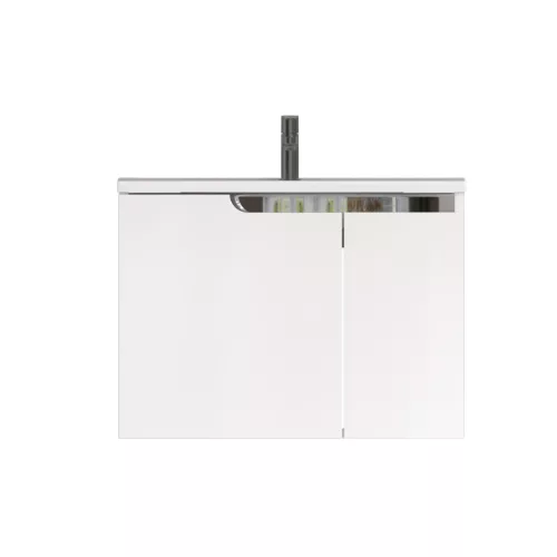 Piramida EURIDIKA fali fürdőszobabútor - műmárvány mosdóval -2 ajtós - 75 x 48 x 53 cm