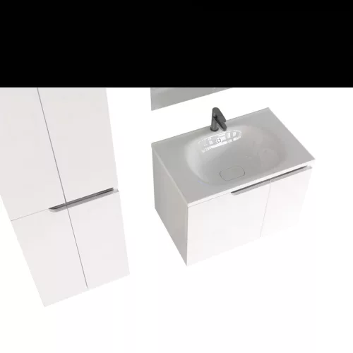 Piramida EURIDIKA fali fürdőszobabútor - műmárvány mosdóval -2 ajtós - 75 x 48 x 53 cm