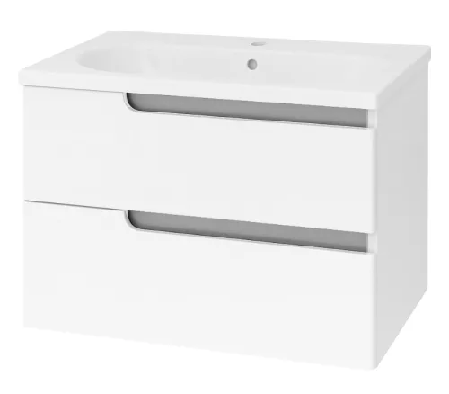 Piramida EURIDIKA fali fürdőszobabútor - műmárvány mosdóval -2 fiókos - 75 x 48 x 53 cm