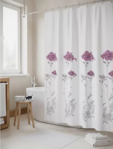 Zuhanyfüggöny - FLOWERS - Impregnált textil - 180 x 200 cm