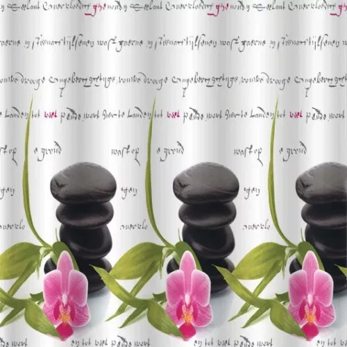 Zuhanyfüggöny - NEW ZEN STONES - Impregnált textil -180 x 200 cm