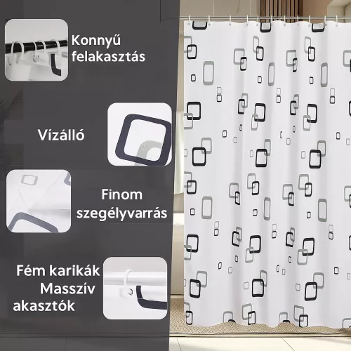 Zuhanyfüggöny - NEW GEOMETRY - Impregnált textil - 180 x 200 cm